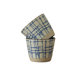 日式粗陶蓝彩猪口杯拿铁咖啡杯拉花专用杯咖啡厅商用高档精致礼物