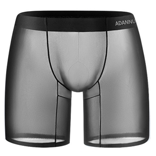 男士超薄单层囊袋网纱平角超细密网纱透气丝滑性感男人的黑丝内裤