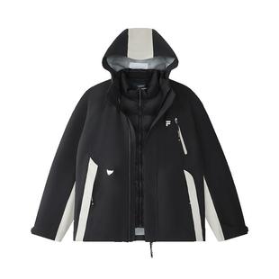 FILA FUSION斐乐潮牌羽绒服两件套男2025冬季新款三合一保暖外套