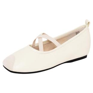 reemoor2026春夏新款方头浅口单鞋交叉绑带平底鞋玛丽珍鞋女睿慕