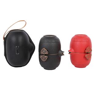 快客杯旅行陶瓷功夫茶具套装便携包黑陶一壶二五杯户外泡茶壶茶杯