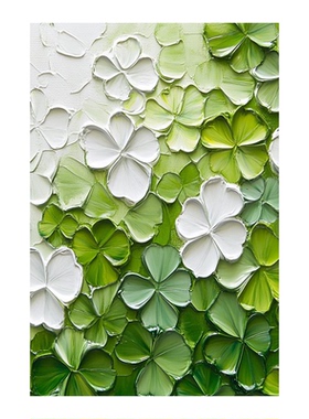 可班艺术纯手绘油画幸运四叶草