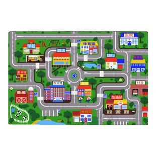 卡通地毯城市交通轨道赛道停车场儿童地垫飞机场游戏毯防滑垫子