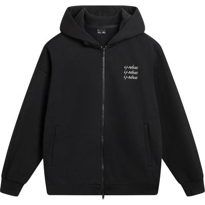 李宁美式情侣加绒连帽外套