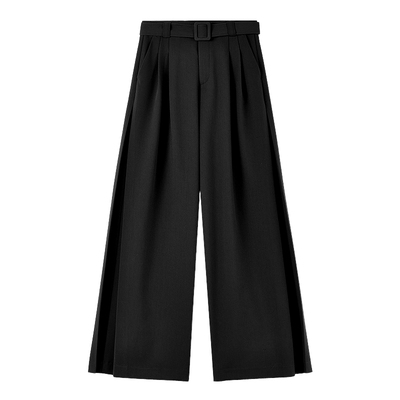 秋水伊人宽松休闲裤女黑色阔腿裤