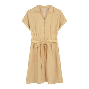 solighter 法式复古短款衬衫连衣裙女夏季2025新款收腰小个子短裙