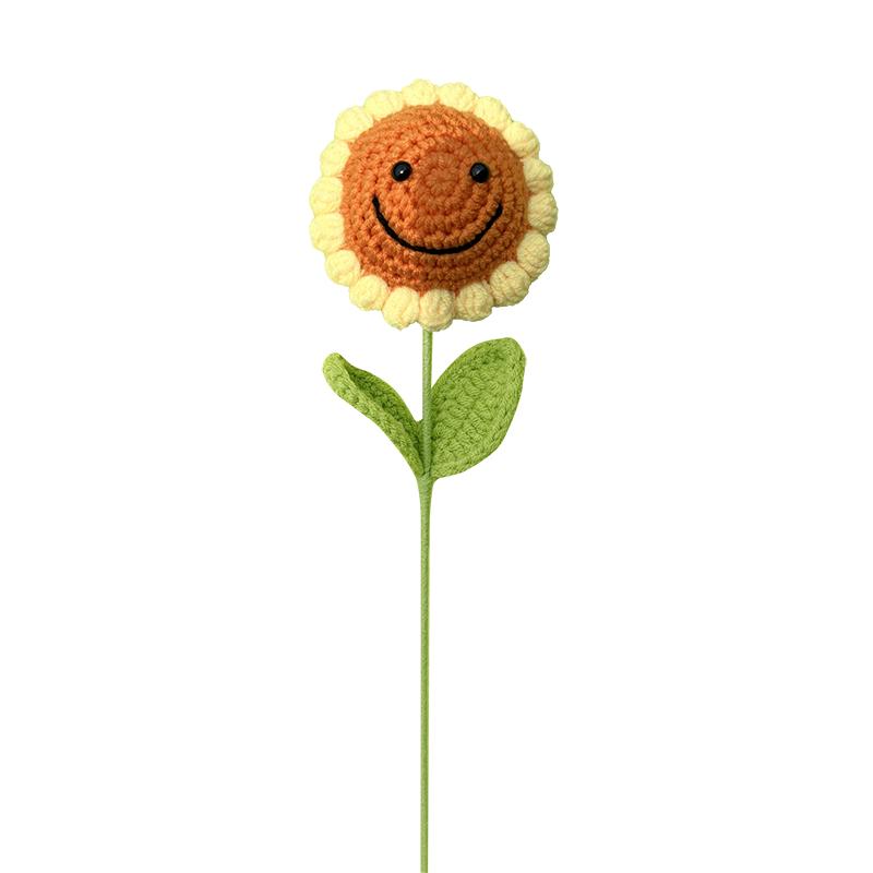 向日葵手工钩织毛线钩织花束成品仿真花/假花