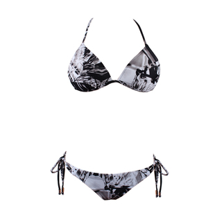 CORITIV黑白泳衣小胸聚拢欧美性感丁字三点式高叉美背潜水比基尼