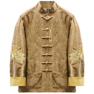 半闲集<金莲>春秋莲花刺绣唐装丝绒褶皱设计感复古新中式外套