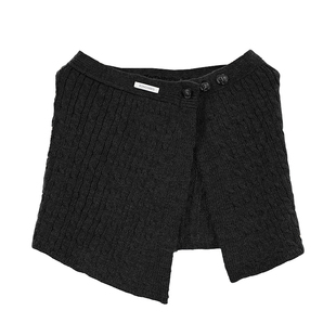 东大门多功能披肩女外搭系扣羊毛混纺针织毛线半身裙围裙屁帘叠穿