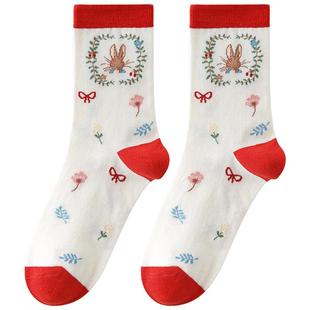 caramella&比得兔联名款礼盒红袜子女本命年兔年新年袜秋冬中筒袜
