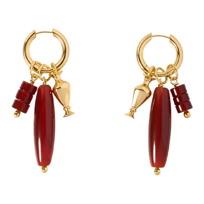 Dare买手店 Wens Jewels【瓶】系列红玛瑙细颈瓶可拆卸耳环艺术风