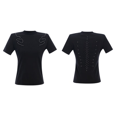 赛罗棉铆钉脊骨修身正肩短袖T恤