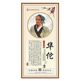 十大名医挂画中医馆养生馆装饰画艾灸理疗馆墙壁中药自粘贴画定制