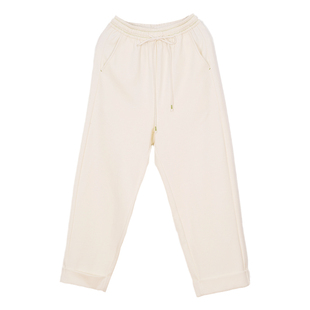 忘城C447座/清风明月/2022夏新款定制白色斜纹针织哈伦裤休闲显瘦