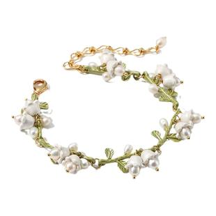 Selenichast珍珠铃兰花手链女款小众高级感饰品新年礼物送女友