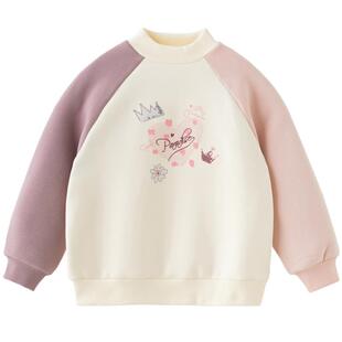 戴维贝拉儿童加绒卫衣2026冬装新款女童男童中大童半高领长袖上衣