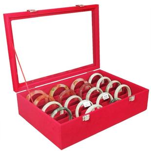 高档大红加高40格手镯箱玉器翡翠玉镯子金银首饰展示大容量收纳盒