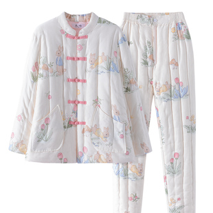 甜美手工棉花棉袄女套装 秋冬防寒保暖加厚棉服内外穿棉衣两件套