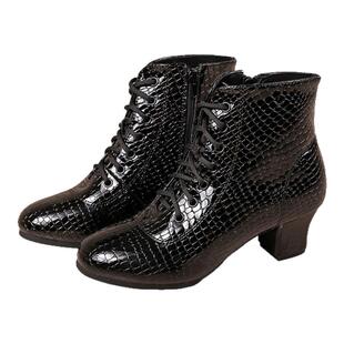 秋冬季加厚加绒舞蹈鞋中高帮软底广场跳舞鞋形体训练水兵交谊舞鞋