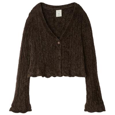 gelato pique25秋冬新品女睡衣羽毛纱微透编织开衫居家PWNT255107