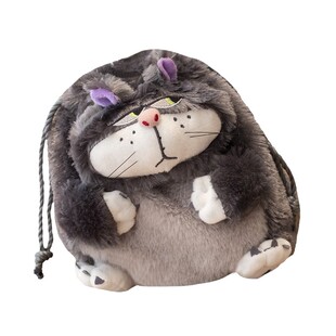 BIBIG的杂货铺网红呆萌路西法猫咪毛绒公仔束口袋化妆包生日礼物