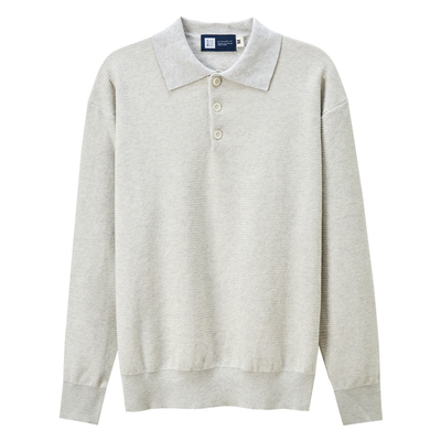 秋冬季简约风polo领针织衫男长袖