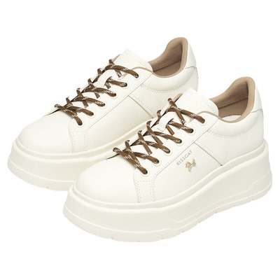 KISSCAT接吻猫[7CM小财马长腿鞋]26春新厚底小白鞋增高板鞋松糕鞋