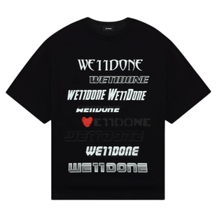 WE11DONE中性男女同款爱心logo标志圆领短袖休闲宽松T恤