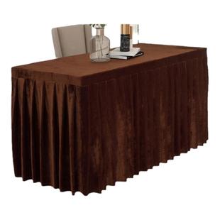 长条桌裙会议室桌裙金丝绒长方形会议签到桌台布展会商务活动桌套