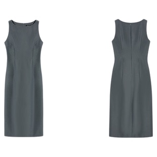 NEVA HU 瑞秋裙 灰色西装背心连衣裙女夏季气质收腰高级无袖长裙