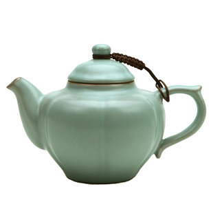 东道汝窑快客杯茶具办公室会客茶具套装轻奢高档中葵茶壶半组天青