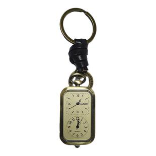 新款方形挂表复古小方表钥匙扣挂件男女百搭创意双表盘金色怀表
