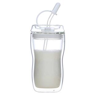 双层办公玻璃水杯女带刻度吸管月子产妇牛奶儿童孕妇隔热保温杯