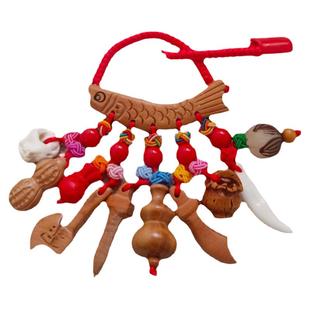 婴儿桃木挂件随身宝宝儿童小孩原木桃木剑刀斧头葫芦生肖别针饰品