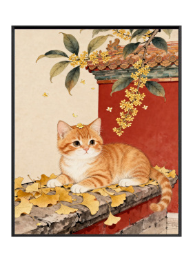 国风萌猫手绘数字油画