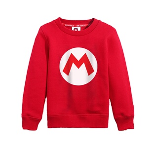 马里奥卫衣童装中小童字母M衣服男童创意春秋款双胞胎兄弟装上衣