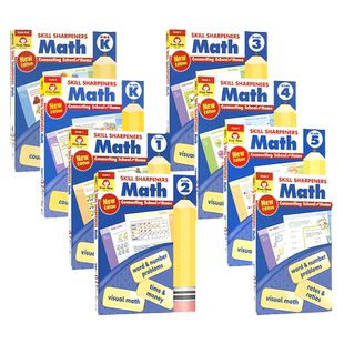 美国加州教辅 Evan Moor Skill Sharpeners Math PreK-G6 学龄前-小学6年级 数学练习册 技能铅笔刀系列 英文原版