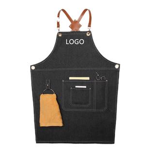 牛仔帆布背带围裙定制奶茶店花店女咖啡师餐饮甜品蛋糕店工作服男