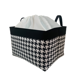 北欧风收纳轻奢千鸟格衣橱收纳筐秋冬衣服搬家行李袋加厚布艺三层