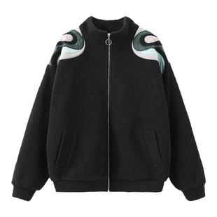 Ji Cheng设计师原创秋冬摇粒绒外套短款冬服休闲加绒加厚拉链外套