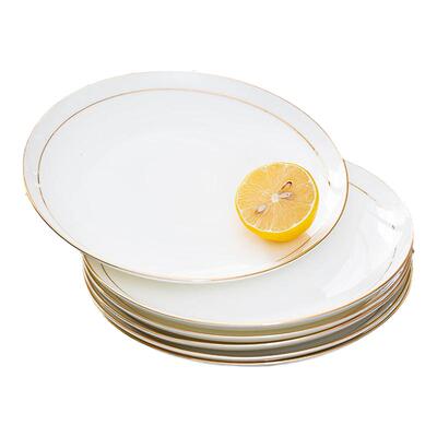 金边骨瓷浅平盘盘子菜盘家用餐具