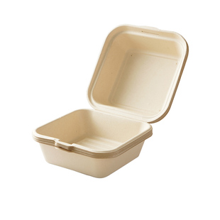 展艺一次性甜品盒纸浆汉堡甜品提拉米苏热狗三明治打包方形便当盒