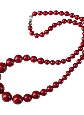 正品原矿朱砂毛衣链女式