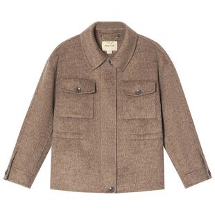 诗篇专选复古老钱风翻领短款羊毛双面呢大衣外套2025冬款