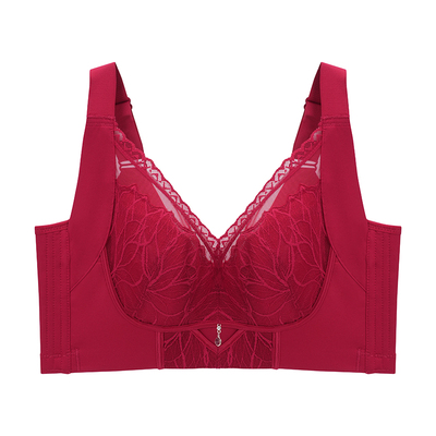 锁春冬季红色本命年内衣女大胸显小收副乳上托防下垂全罩杯文胸
