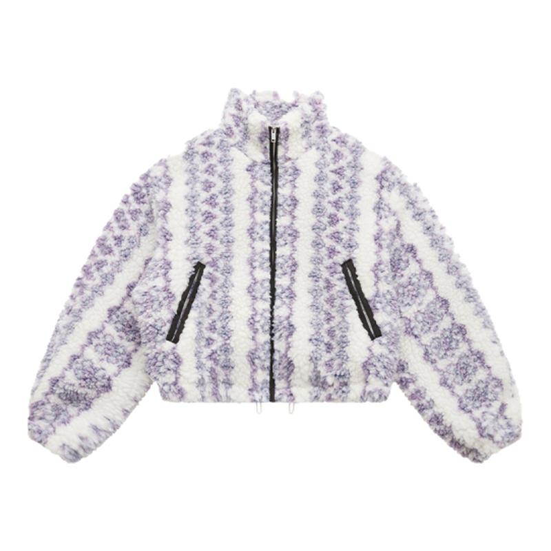 MARANT ETOILE MACKENSY复古印花拉链摇粒绒加厚棉服女