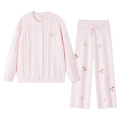 BE半边绒泰迪熊联名睡衣女冬厚