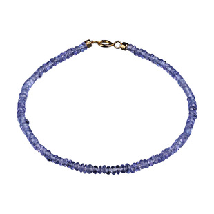 可卿珠宝 丁香 坦桑石手链女18k金串珠素面彩宝手串手饰正品礼物