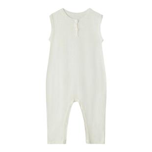 ArborTree 有机棉亚麻宝宝夏季无袖连体衣爬服 吸湿排汗轻薄透气